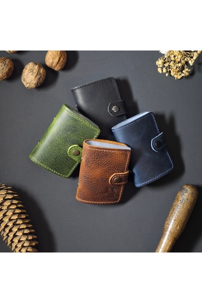 MAT Deri Genuine Leather Transparent Card Holder 10 Compartment Business Card Holder