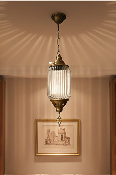 Uçar Kapadokya Modern Tasarım Antre Hol Mutfak Otantik Eskitme Renk Sarkıt Minimal Camlı Tekli Avize