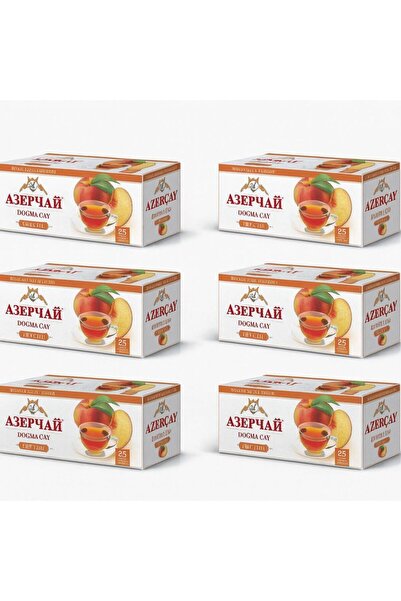 AZERÇAY Azar Black Tea with Peach Flavor, 25 Wrapped Bags, Carton (6 Boxes)