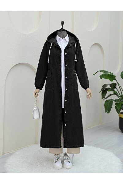 HİJABAYA Дълга яке с качулка и копчета, с прегънати джобове