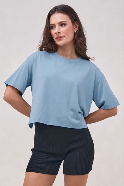 Base Concept Γυναικείο T-Shirt Modal Χτενισμένο Βαμβακερό Cropped Oversize Άνετο