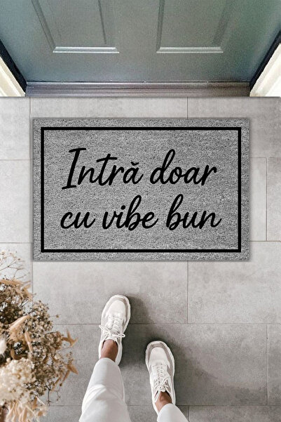 Dormot Modern Digital Print Framed Intrá Doar with Vibe Bun Written - Door Mat