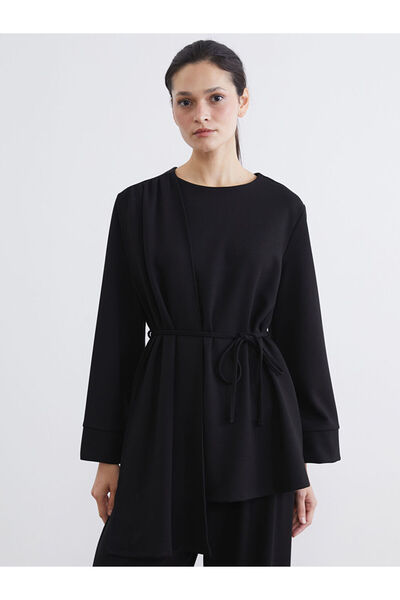 LC Waikiki Black Scarf Soft Touch Women's Sweatshirt Tunic