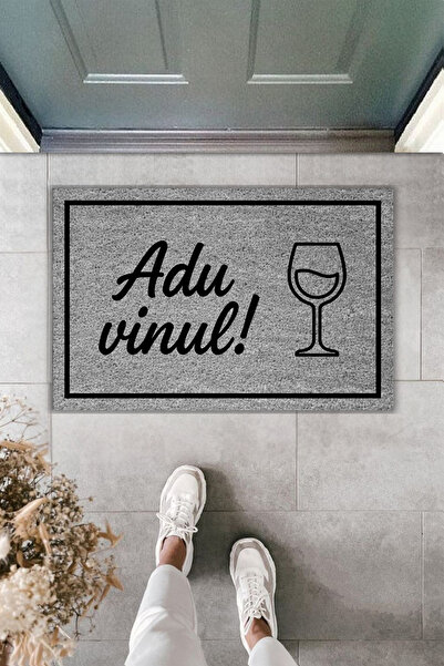 Dormot Modern Digital Printing Adu Vinul! Text Door Mat