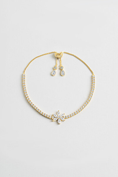 So CHIC... Zambak 18 Ayar Sarı Altın Kaplama Ayarlanabilir Gümüş Su Yolu Bile...