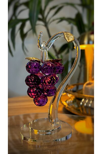 Kiri Dekoratif Kristal Cam Tekli Sarkık Üzüm Mor