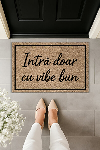 Dormot Modern Digital Print Framed Intrá Doar with Vibe Bun Written - Door Mat