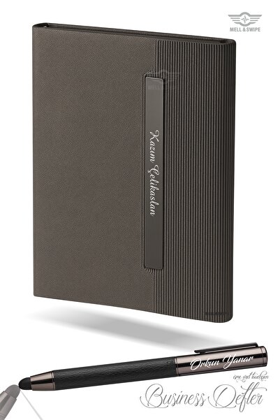 MELL & SWIPE Kişiye Özel Kalem Toucpen Not Defteri Ajanda 224 Sayfa Ivory Kağ...