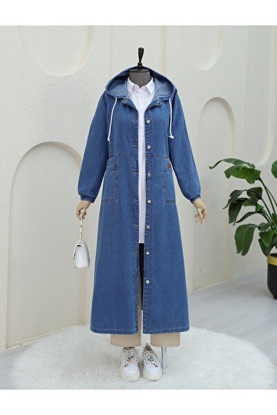 HİJABAYA Τζιν καπάκι με κουκούλα με κουμπιά και αναδιπλούμενες τσέπες