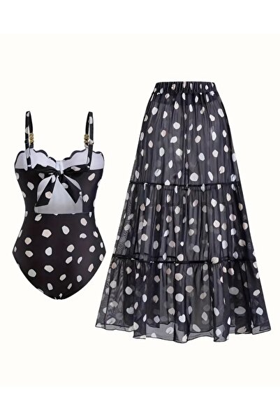 G&H UNDERWEAR Babybaby Swimsuit Pareo Set White Pink Polka Dot