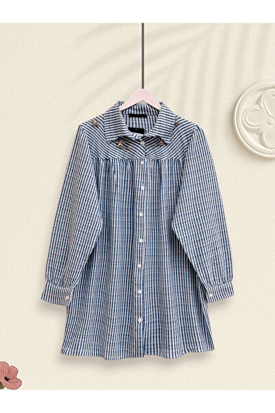 HİJABAYA Ριγέ πουκάμισο με λεπτομέρειες από πέτρες και χάντρες στο επάνω μέρος