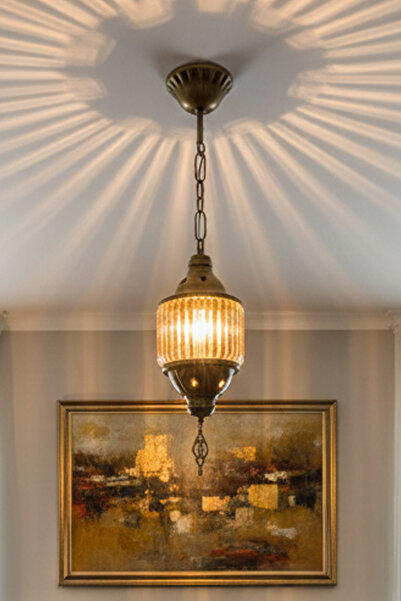 Uçar Kapadokya Modern Tasarım Antre Hol Mutfak Otantik Eskitme Renk Sarkıt Minimal Camlı Tekli Avize