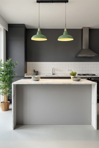 Luzarana Sidney Sıralı 2 Li Metal Govde Yeşil Renkli Avize Sarkıt Salon Mutfa...