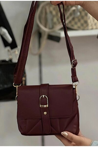 EZZY BLİSS Women's Burgundy Quilted Model Daily Casual Use Handbag with Shoul...