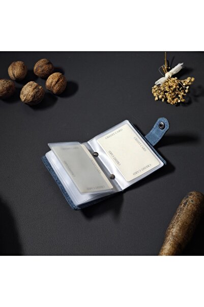 MAT Deri Genuine Leather Transparent Card Holder 10 Compartment Business Card Holder