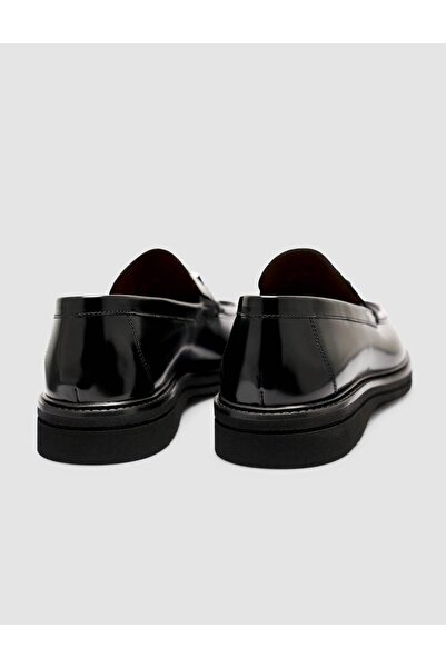 Cabani Genuine Premium Leather Black Men's Metal Buckle Loafer