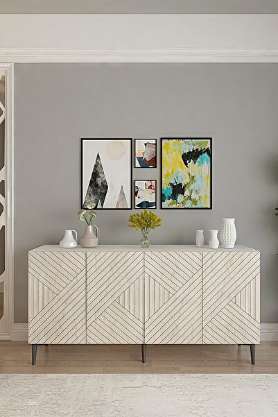 CENEYRA KA1522BT FERRO150 KONSOL, TV SEHPASI ve KAHVE KÖŞESİ BEYAZ-TRAVERTEN ...