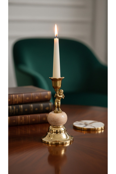 Montdekor EL YAPIMI MERMER TAŞLI BRONZ MUMLUK