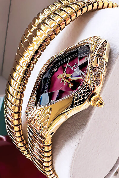 Daniel Klein Snake Watch Model - Women's Wristwatch, Waterproof Gold Color Steel Band - Bracelet Gift Dkby2053C2