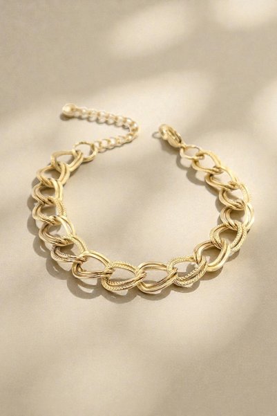 Lorivelle Bileklik 14K Altın Kaplama Paslanmaz Çelik Samanyolu Zincir (17+5 cm)