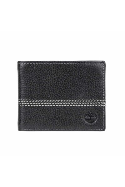 Timberland Milled Quad Stitch Men's Leather/Textile Wallet - Black