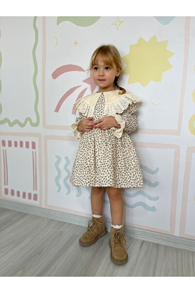 Teeny Weeny Kids Kız Çocuk Fisto Yakalı Çiçek Desen Vintage Elbise