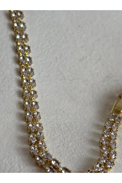 BHR AKSESUAR Gold Waterway Double Row Zircon Stone Bracelet