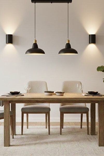 Luzarana Sidney Sıralı 2 Li Metal Gövde Siyah Renkli Avize Sarkıt Salon Mutfa...