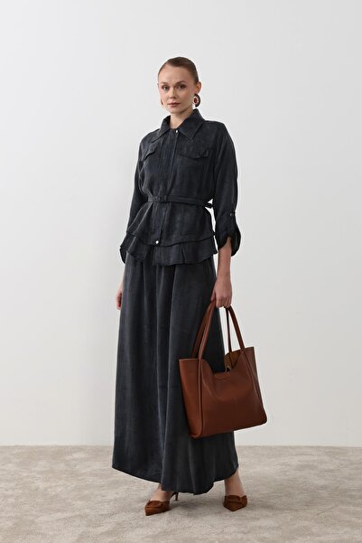 Hilay Alice Jakar Garnili Kemerli Etekli Takım SİYAH