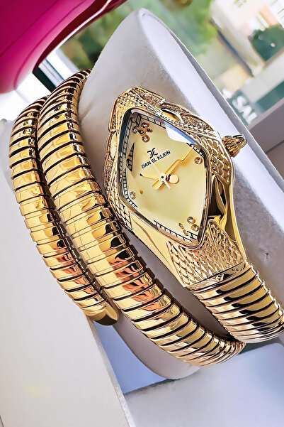 Daniel Klein Snake Watch Model - Women's Wristwatch, Waterproof Gold Color Steel Band - Bracelet Gift Dkby2053C1