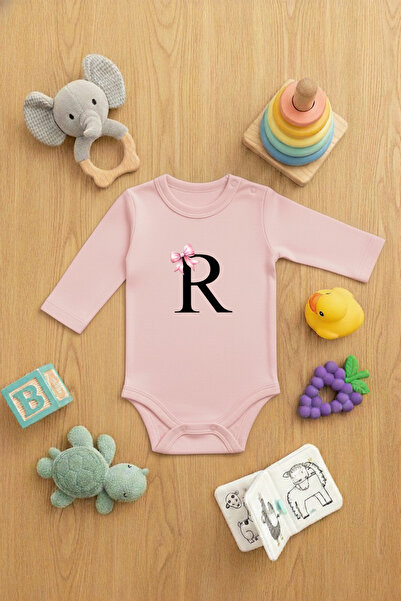 LORVEX 100% Cotton Snap Fastener Baby Bodysuit Cute Body with R Letter Printed