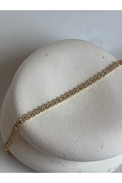 BHR AKSESUAR Gold Waterway Double Row Zircon Stone Bracelet