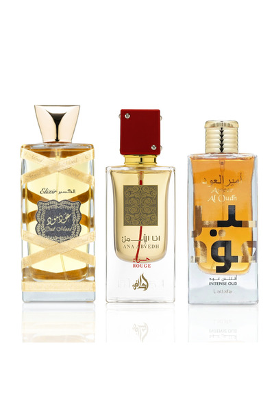 lattafa Oud Mood + Ameer Al Oudh Intense Oud + Ana Abiyedh Rouge Combo