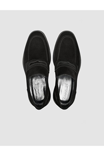 Cabani Suede Genuine Leather Black Men's Loafer