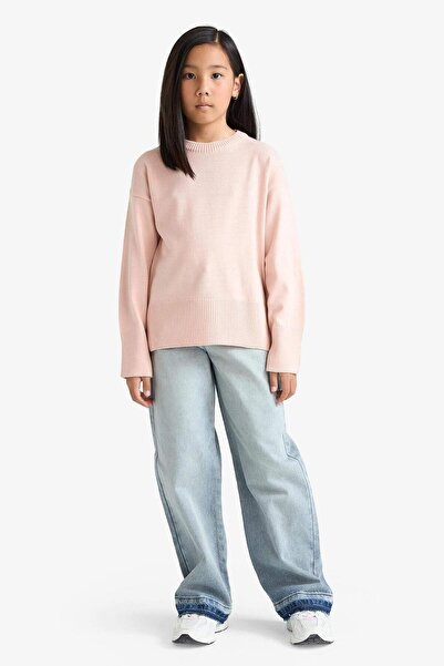 DeFacto Girl's Oversized Wide Fit Crew Neck Knitwear Sweater (25 Au)