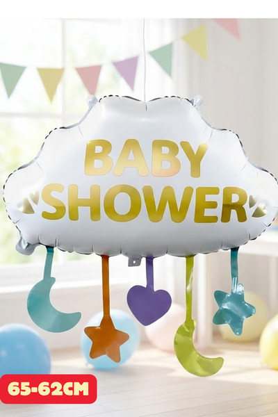 Baloncu Dede Baby Shower Yazılı Folyo Bulut Balon Baby Shower Parti Cinsiyet ...