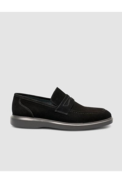 Cabani Suede Genuine Leather Black Men's Loafer