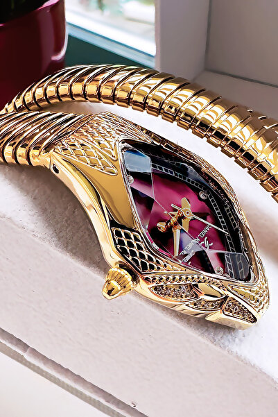 Daniel Klein Snake Watch Model - Women's Wristwatch, Waterproof Gold Color Steel Band - Bracelet Gift Dkby2053C2