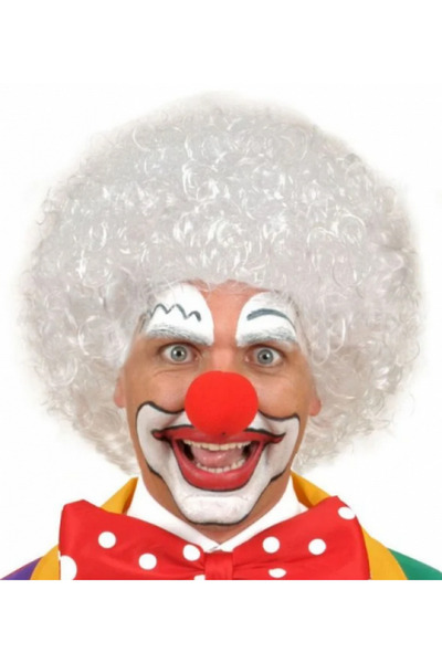 ZERO LAND 1592832740 شعر مستعار أفرو مجعد باللون الأبيض مع إسفنجة حمراء (2332...