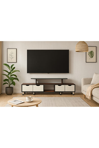 HOMEZ NEED Modern wooden TV table with versatile design and white surface