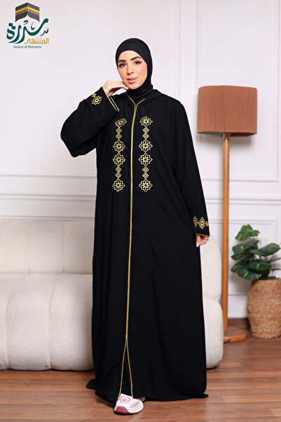 SIDRAALMONTAHA عباية موديل السلطانة كابشوه خامة كريب سعودي بتطريز ذهبي