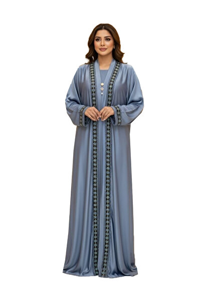 Nasa An elegant gray jalabiya with embroidery...