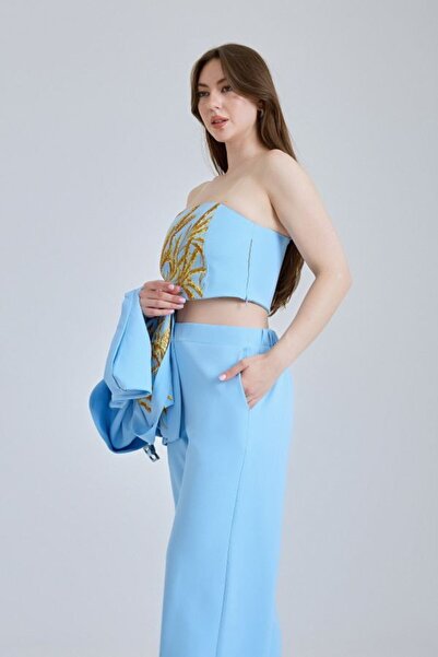 Zeyn KADIN 3 LÜ TAKIM DESENLİ GENİŞ PAÇA RAHAT KESİM ŞIK GİYİM