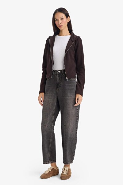 DeFacto Slim Fit Slim Fit Hooded Zipper Sweatshirt (25 Wn)