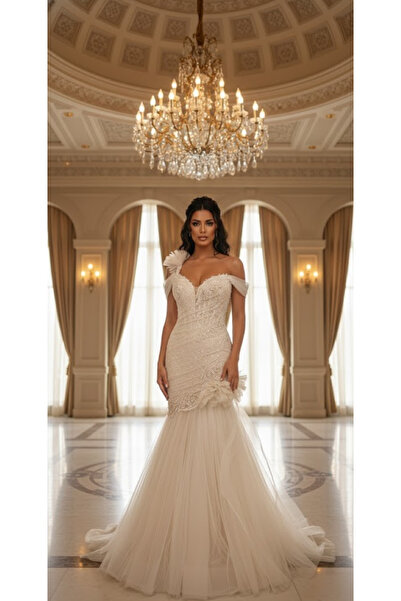 Zeyn KADIN ABİYE STRAPLEZ YAKA DRAPELİ UZUN ELBİSE