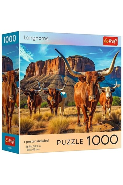 Trefl Puzzle de 1000 de piese - USA Longhorns cu poster inclus