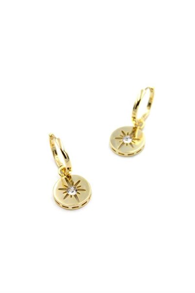 Mestore أقراط نجمة الشمال المرصعة بالأحجار - ذهبية