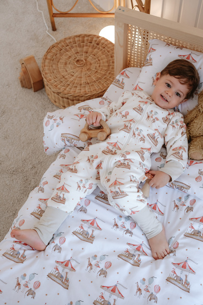 Lollie Baby&Kids 1.5 Tog Baby Kids Sleeping Bag, 100% Cotton - Carousel