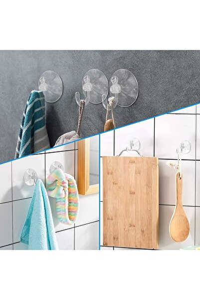 Transformacion 12-штучний прозорий гачок з присоскою | Настінний гачок для ванної кімнати та кухні (4 см) - 1,36 кг вантажопідйомність 722497