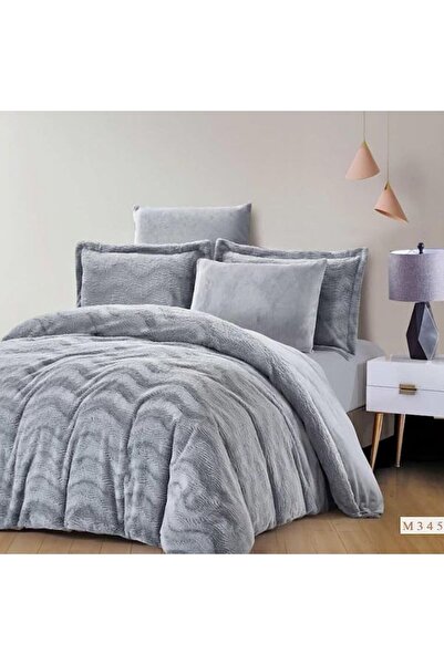 Reiashn Rana velvet faux fur bedspread, gray winter color, double size